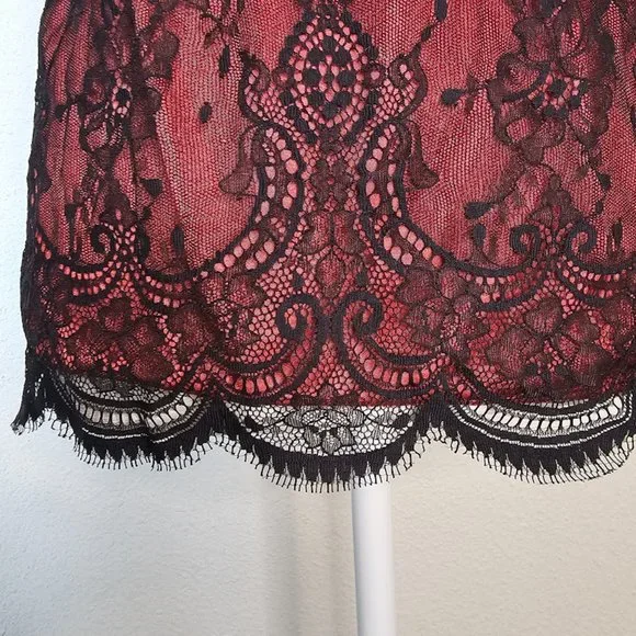 Moda International Top Lace Bustier Cami Spaghetti Strap Lace Red Women's Large - Picture 5 of 11